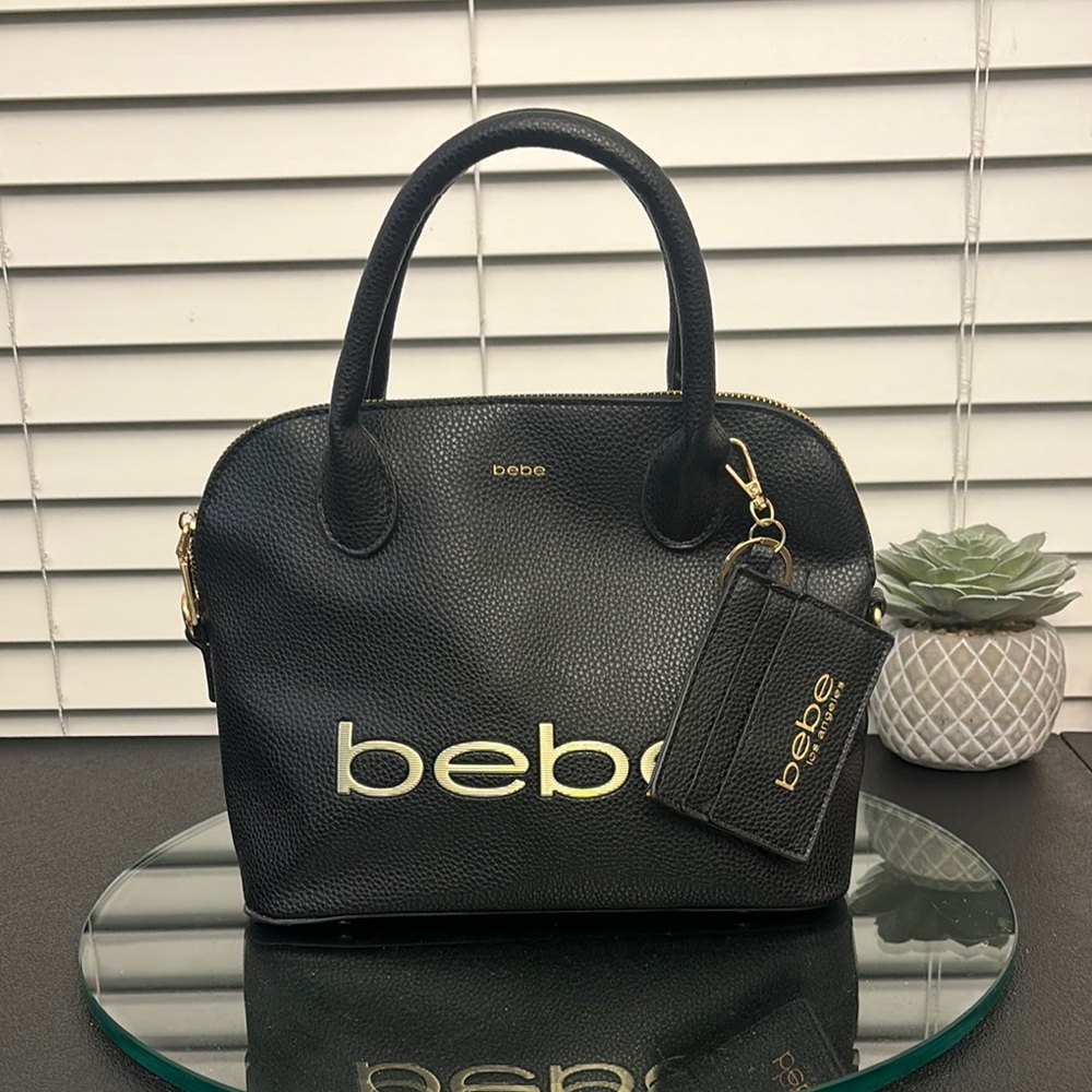 Bebe Black and Gold Women's Handbag